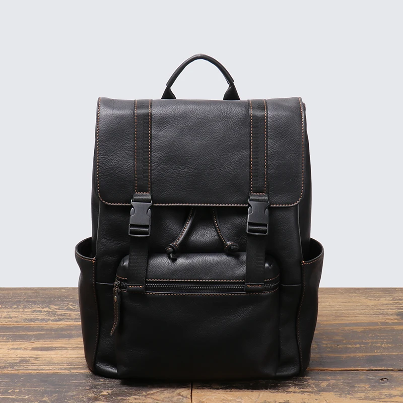 

New First Layer Cowhide Casual Laptop Bag Vintage Leather School Bag for Men Business Backpack Luxury Travel Backpack