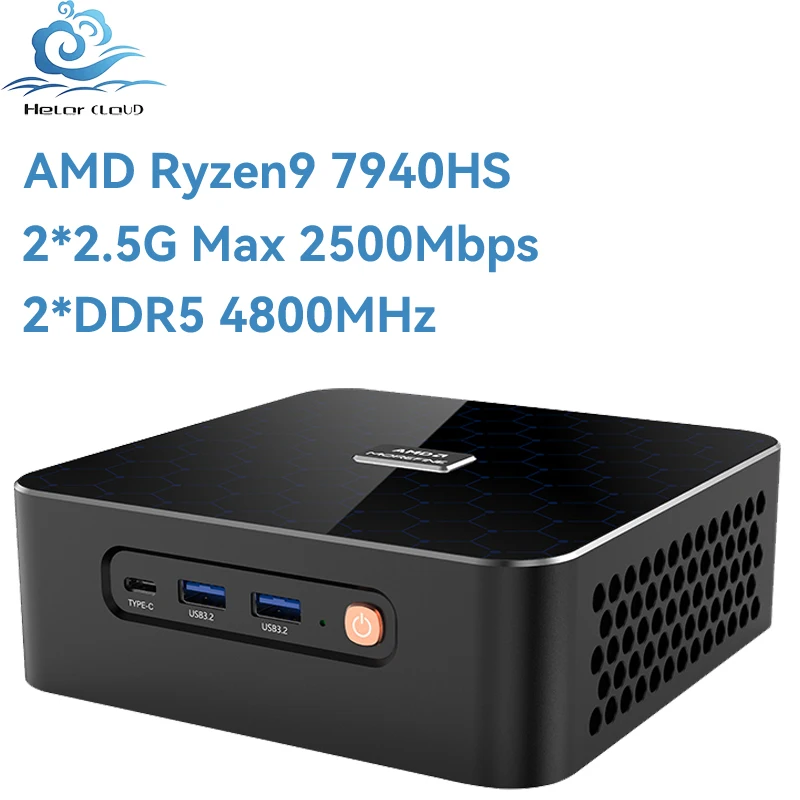 Helorpc Gaming Mini PC AMD Ryzen9 7940HS 16G DDR5  512G M2 NVME Support Win10/11WiFi6 Bluetooth Pfense Firewall Desktop Computer hystou hot top sell i5 8250u gaming home office industrial computer 16g 512g ssd desktop computador ordinateur mini pc