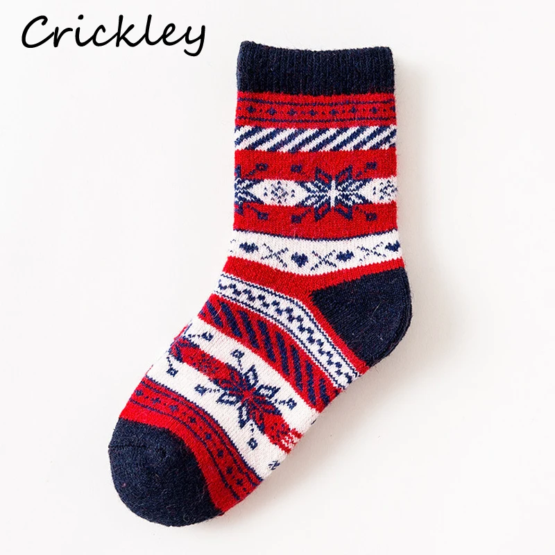 Children Winter Wool Socks Fair Isle Jacquard Weave Pattern Socks for Boys Girls Thickening Keep Warm Breathable