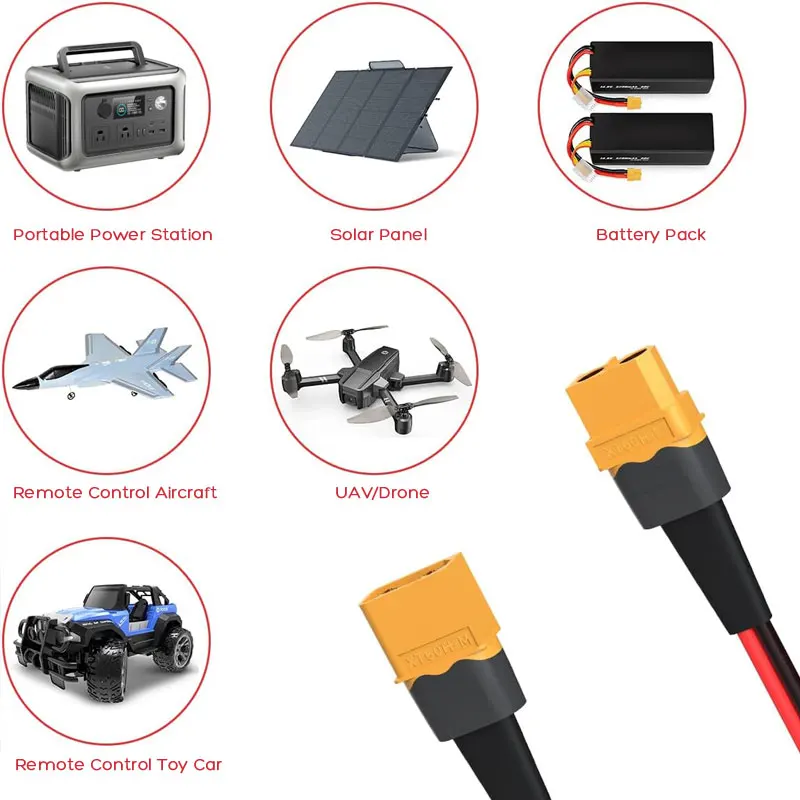 Solar Charging Cable for XT60 Male to Female Connector for ALLPOWERS R600 R1500 R2500 S2000 Ecoflow RIVER & DELTA Anker SOLIX terminal connector,solar panel connector cable
