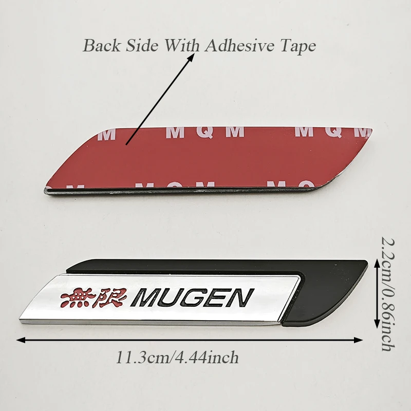 2개입 3D 메탈 자동차 스티커 양면 펜더 로고 무겐 리어 트렁크 엠블럼 데칼 자동차 액세서리