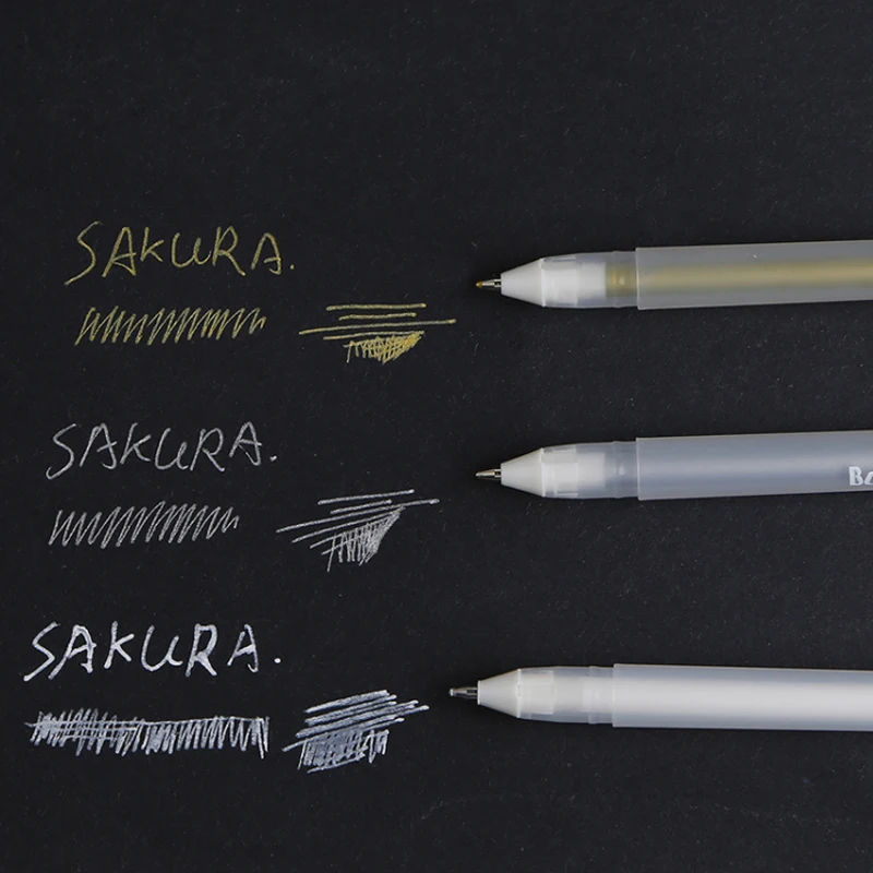 Japan Sakura Gelly Roll Gel Ink Pen Set Gold White Silver Metallic Sketch Highlight Marker Pen Drawing 3pcs/Lot Art Supplies gel pens color pen set colored pens drawing pens