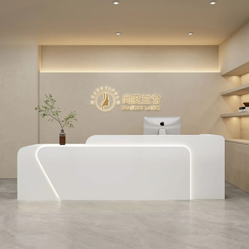 White Service Reception Desks Cashier Front Luxury Futuristic Reception Desks Rostrum Mesa De Escritorio Minimalist Furniture