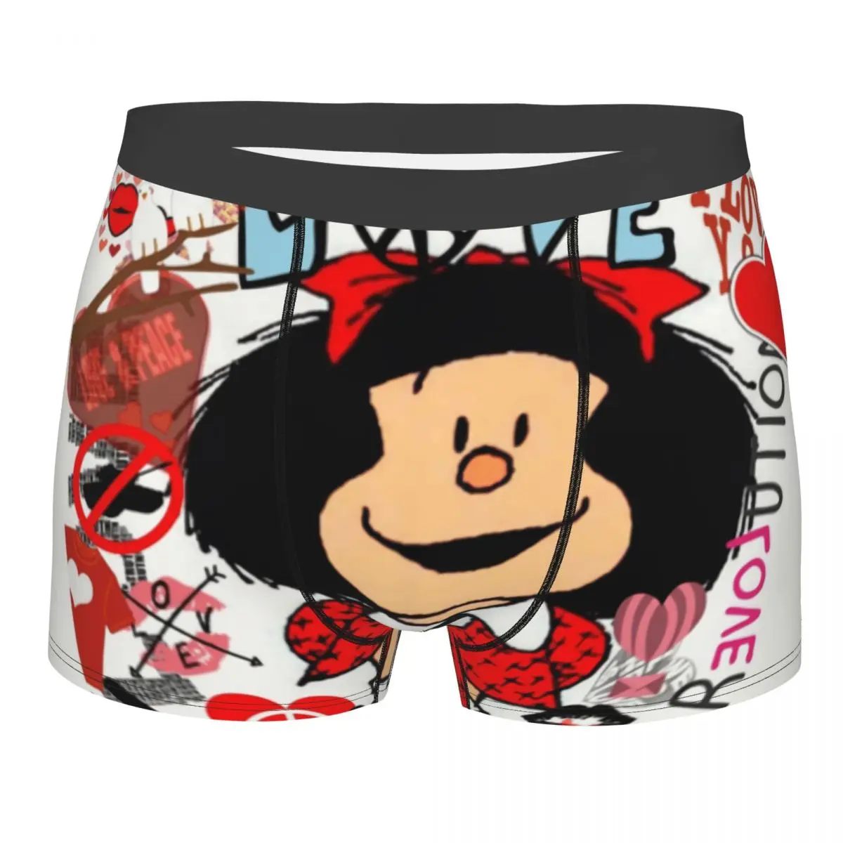 

Novelty Love And Mafalda Surrounded By Hearts Boxers Shorts Underpants Men's Breathbale Fashion Manga Cartoon Briefs Underwear