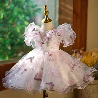 New Flower Girl Dresses For Weddings Kids Bow Design Fairy Princess Ball Gown Children Birthday Party Clothes Baby Baptism 3