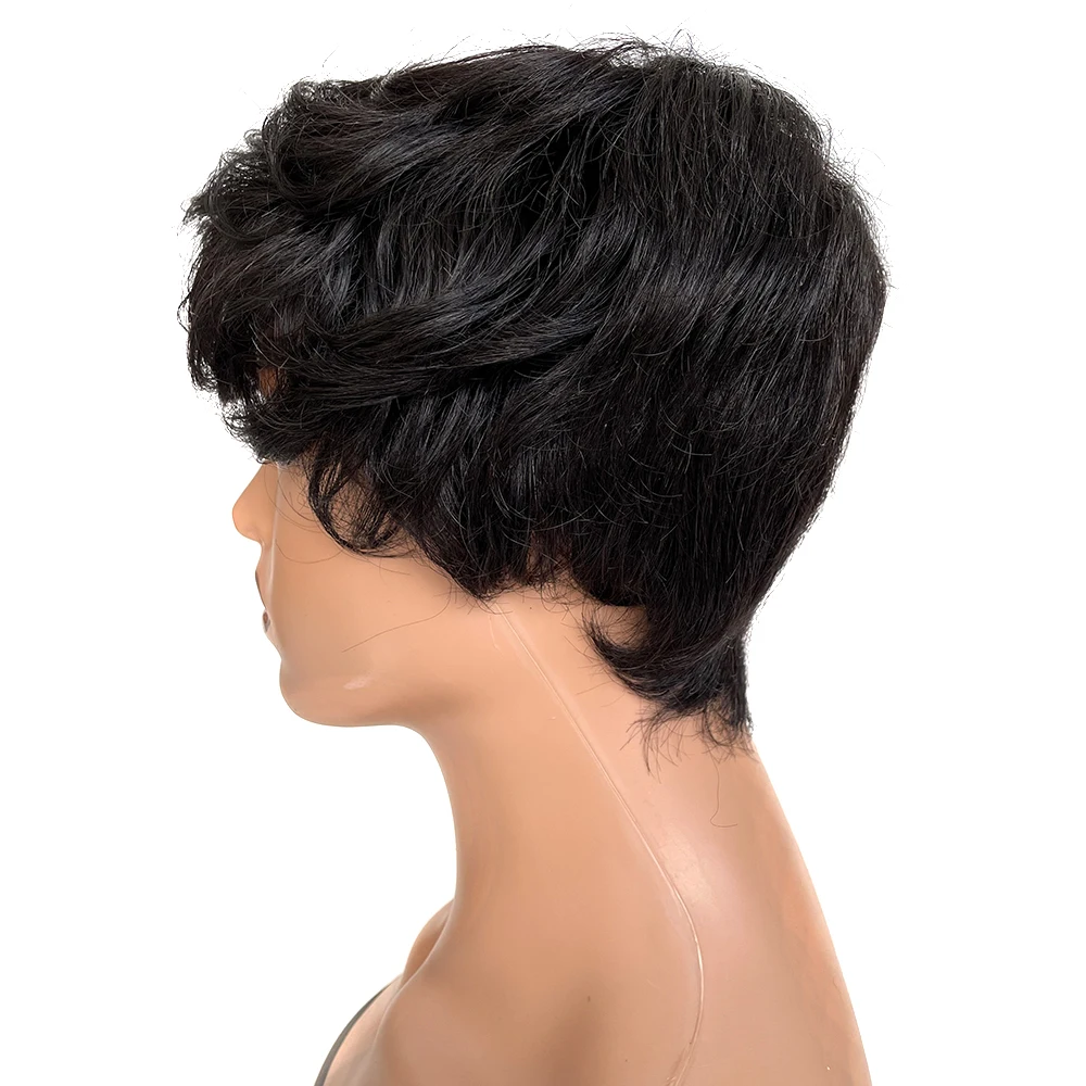 Short Wavy Bob Wig With Bangs Brazilian Hair Wigs For Women Human Hair Glueless Red Full Machine Made Cheap Human Wigs