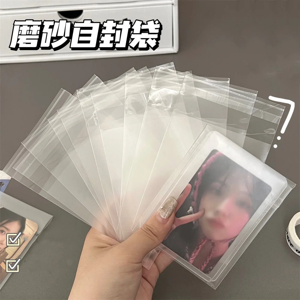 100pcs Clear Photocard Sleeves Frosted Opp Plastic Bag Self-adhesive Idol Card Protector Bags Jewelry Beads Gift Packing Bags card protector idol card protector photo card holder self sealing opp bag