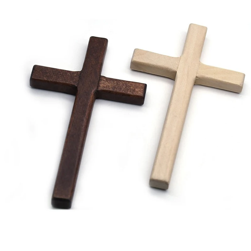 Two-Tone Wooden Hanging Crucifix Wall Decor, 12cm
