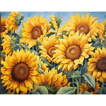 RUOPOTY – Kits de peinture par numéros, tournesols avec cadre, bricolage artisanal, cadeau Unique pour décoration de maison, 40x50cm 1