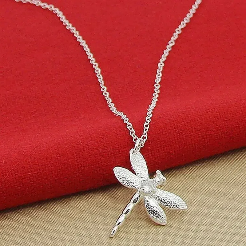 

Whimsical Wings 925 Sterling Silver Dragonfly Shape Pendant Necklaces Chain Fashion Jewelry