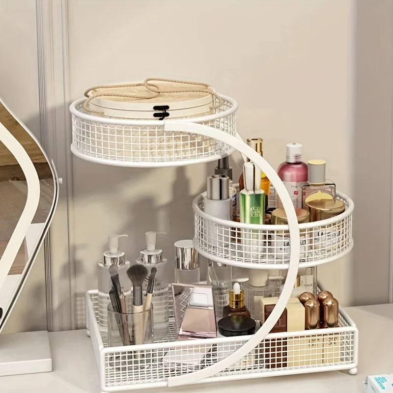 1pc Varnished Metal Cosmetic Organizer - Lightweight, No-Installation Makeup Storage Rack | Modern Vanity Countertop Shelf 5