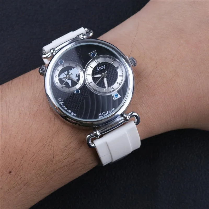 2023 Year Men Watch Dropshipping  Business Top Luxury Brand Aishy Boy WristWatch with Rubber Strap Dual Time Zone