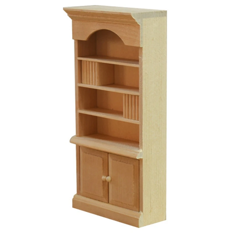 1/12 Dollhouse Miniature Furniture Multifunction Wood Cabinet Bookcase Bookshelf For Pretend Play Toy