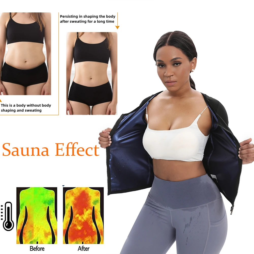 Sweat Sauna Vest Women Zipper Slimming Workout Suit Shorts