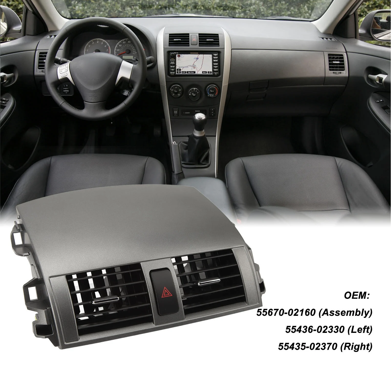 Dashboard AC Air Outlet Cover 55670‑02160 For Corolla 2009‑2013