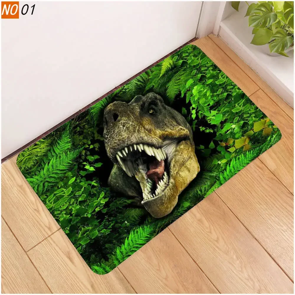 Welcome Mat Dinosaur Printed Entrance Door  Bedroom Living Room Balcony Area Rug Non-slip  Home Customizable