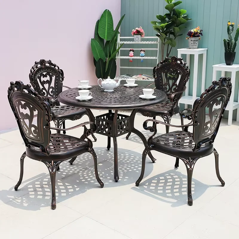 New Evane Cast Aluminum Chair Rust-Resistant Metal Chairs Courtyard Garden Hotel Urniture Terrace Waterproof Patio Metal Chair