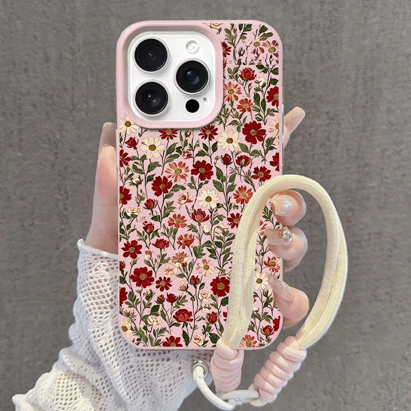 Floral Leopard Print Silicone PU Phone Case Cover