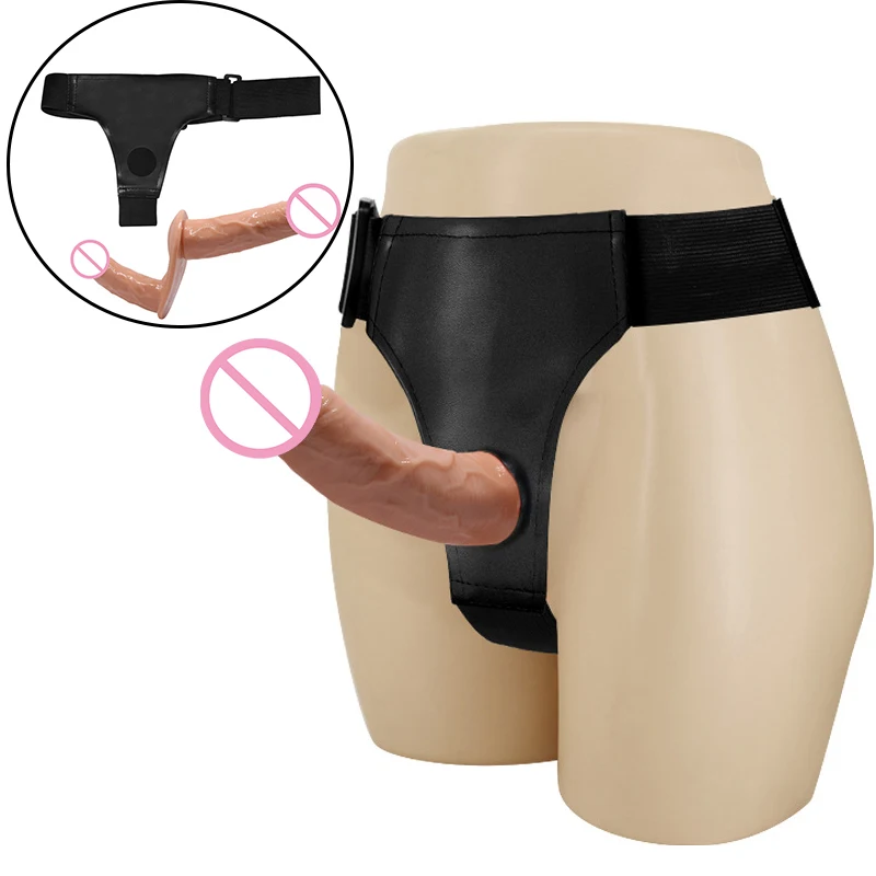 Фаллоимитатор на ремешке для мужа и жены двойной пенис носимый массажер штаны