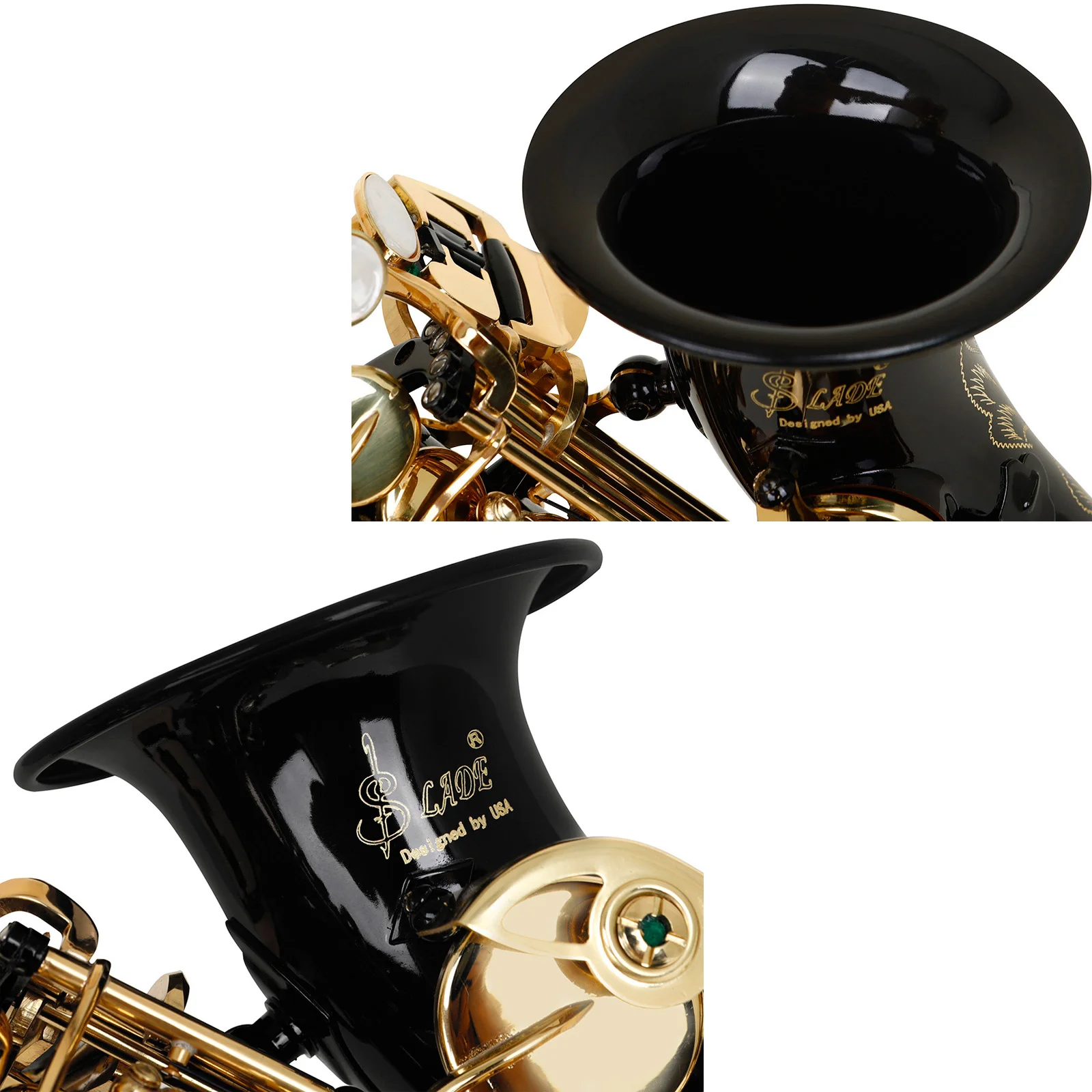 Black Gold Soprano Saxophone B-Flat Beginner's Student Soprano Sax Complete set with Portable Box Blowing Mouth Reed Accessories