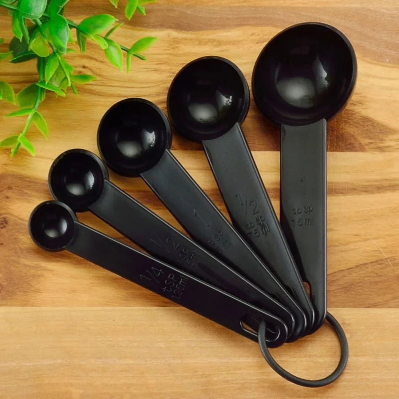 5Pcs/set 3 Colors Kitchen Measuring Spoon Coffee Teaspoon Sugar Scoop Baking Cooking Kitchen Measuring Cups with Scale Tools kitchen measuring spoons,measuring spoon set,measuring cup and spoon set