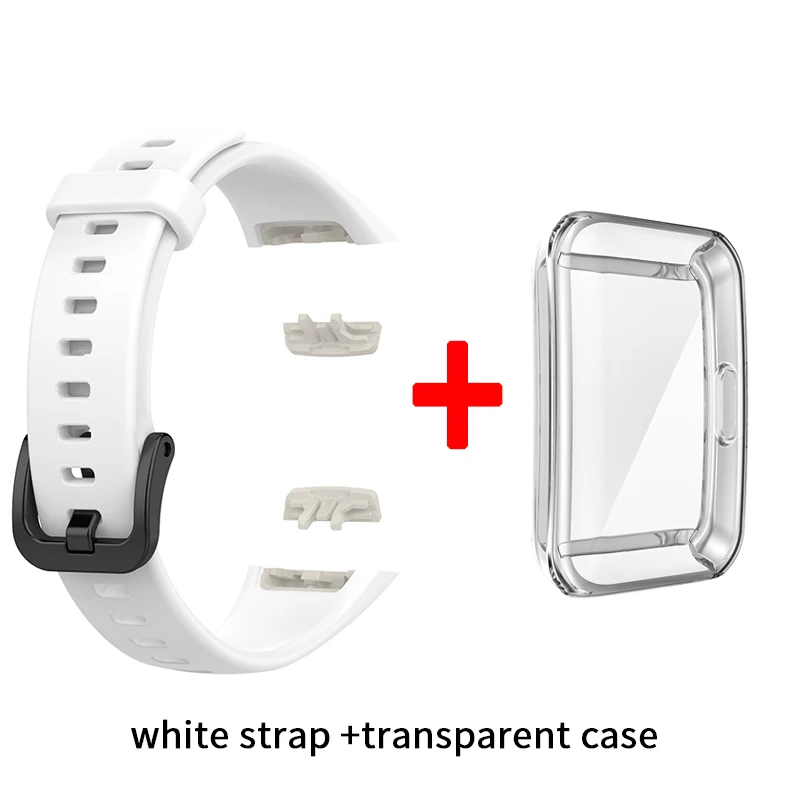 Premium Silicone Strap with TPU Full Screen Protector Case for Fitness Tracker Bracelet