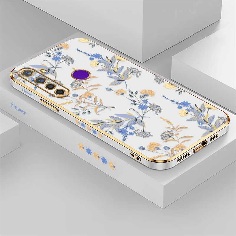 Elegant Floral Silicone Phone Case with Plating Lens Protection & Shockproof Design