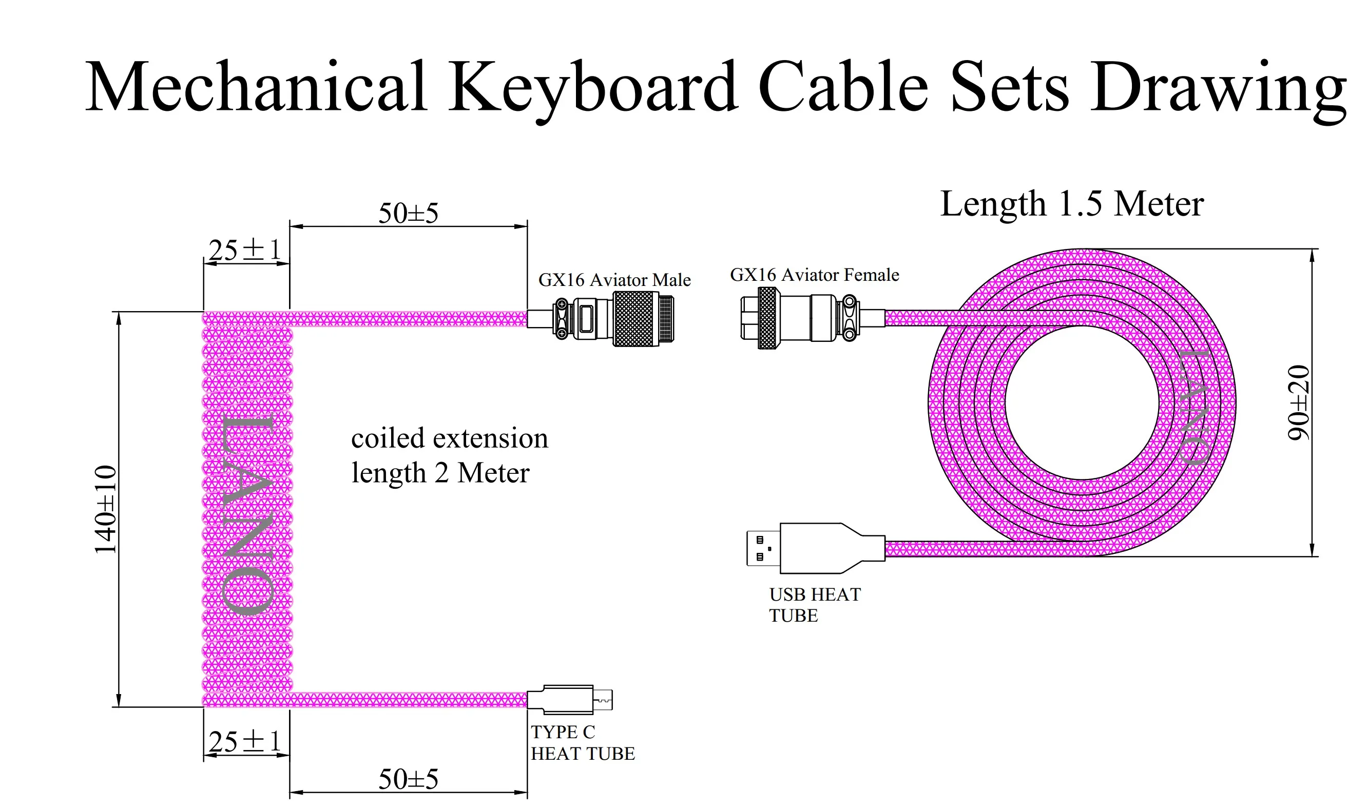Mecânico, Cabo Aviador, Custom Desktop Computer Aviation Connector, Cabo Paracord