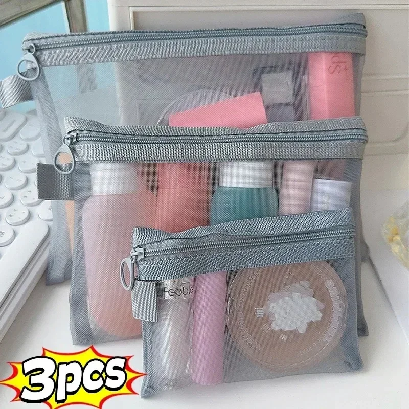 1/3pcs Mesh Clear Cosmetic Bags Small Large Black Makeup Bag Portable Travel Toiletry Organizer Case Lipstick Storage Pouch 3