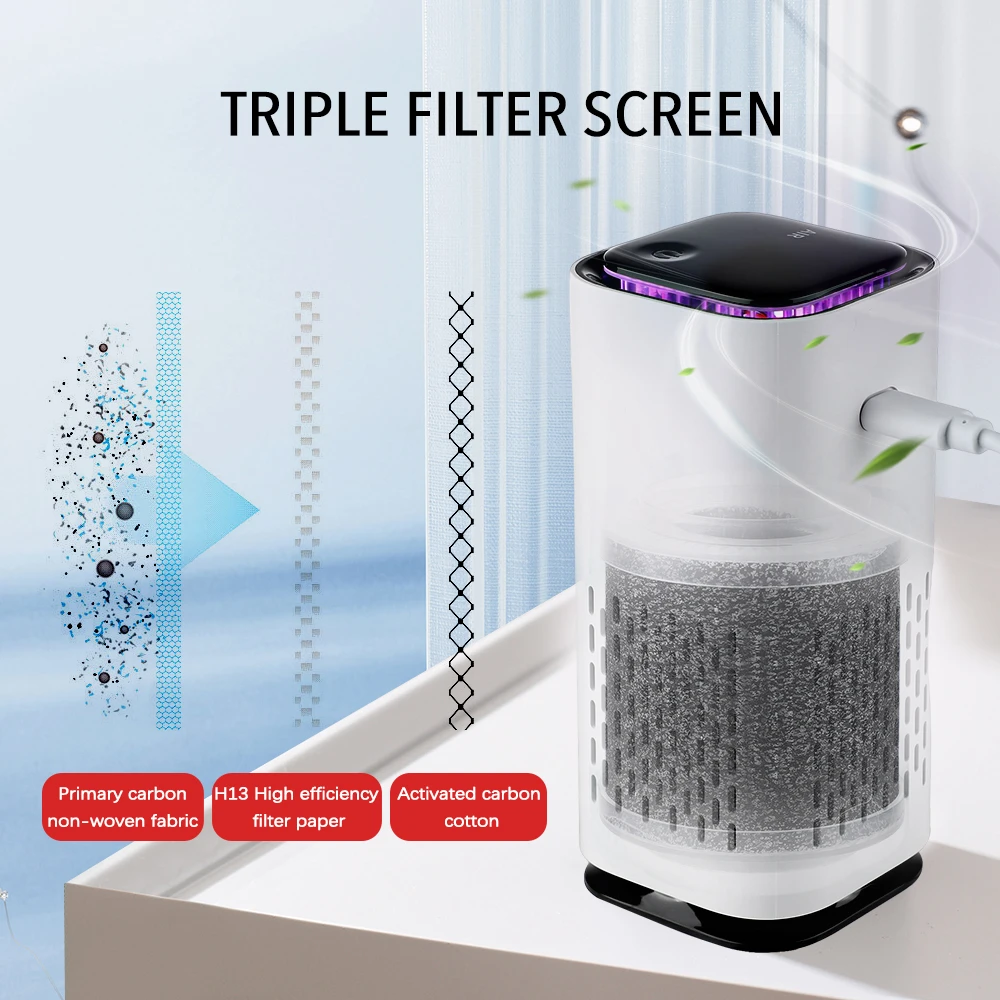 Mini Negative Ion Air Purifier For Home Low Noise USB Portable Air Cleaner Remover Dust Formaldehyde Smoke Air Freshening