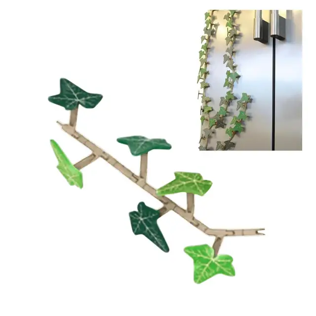 Magnete per frigorifero con edera con steli articolati Stampato in 3D Piante a foglie di edera Magnete per frigorifero Decorazione per armadietto del frigorifero 2