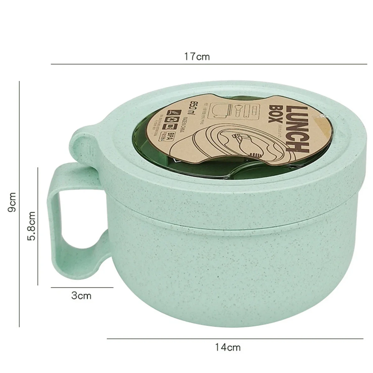 850ml Microwave Soup Bowl with Lid and Handle Food-Grade Plastic Noodle Bowl with Spoon Leak-proof Portable Breakfast Cup