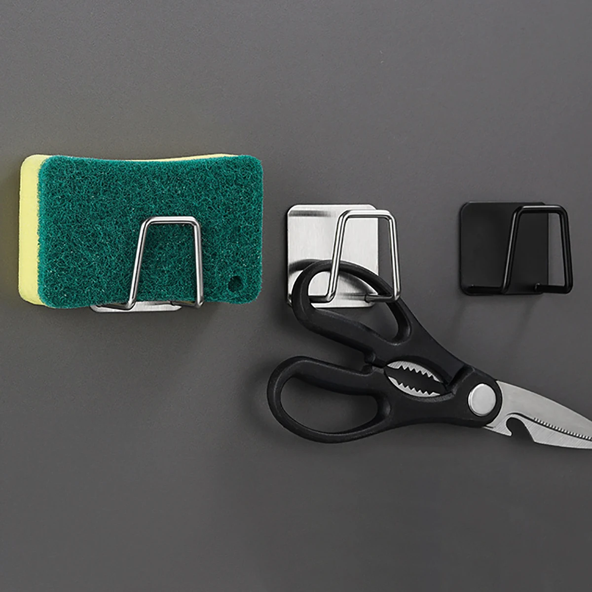 Space Saving Kitchen Stainless Steel Storage Hooks Nail-Free Installation for Hanging Cutting Boards and Pot Lids