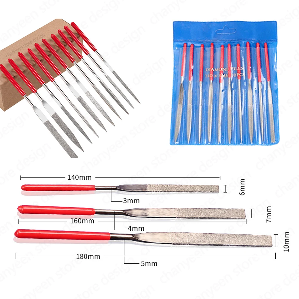Description Picture 5 of itemDiamond Mini Needle File Set for Carpentry Jewelry Stone Glass Metal Ceramic Polish Carving DIY Craft Woodworking Hand Tools