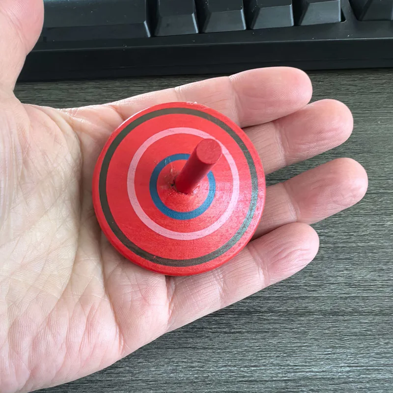 3PCS Handmade Painted Wood Spinning Tops Large Size 6CM Gyroscope Toys for Kids Boys Girls Educational Gifts Classroom Rewards - 4