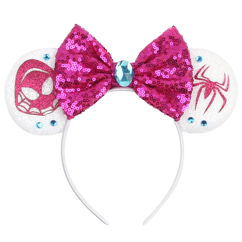 Disney Mickey Mouse Ears Headband Marvel Spiderman Headbands for Girls Kids Women Bows Sequins Hair Accessories Baby Hairbands