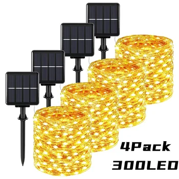 태양열 LED 조명 야외 페스툰 LED 램프, 태양열 정원 야외 방수 요정 캠핑 화환 스트링, 크리스마스 장식, 32m