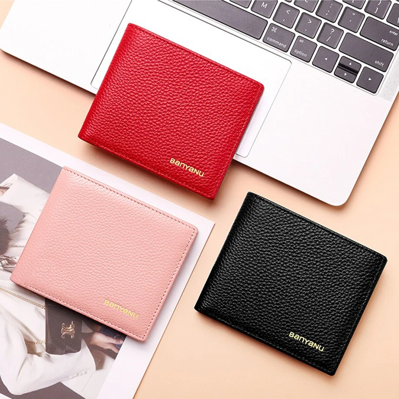 Genuine Leather Wallet for Women RFID Blocking Small Bifold Wallet with Zipper Coin Pocket Slim Card Holder Short Money Purse 5
