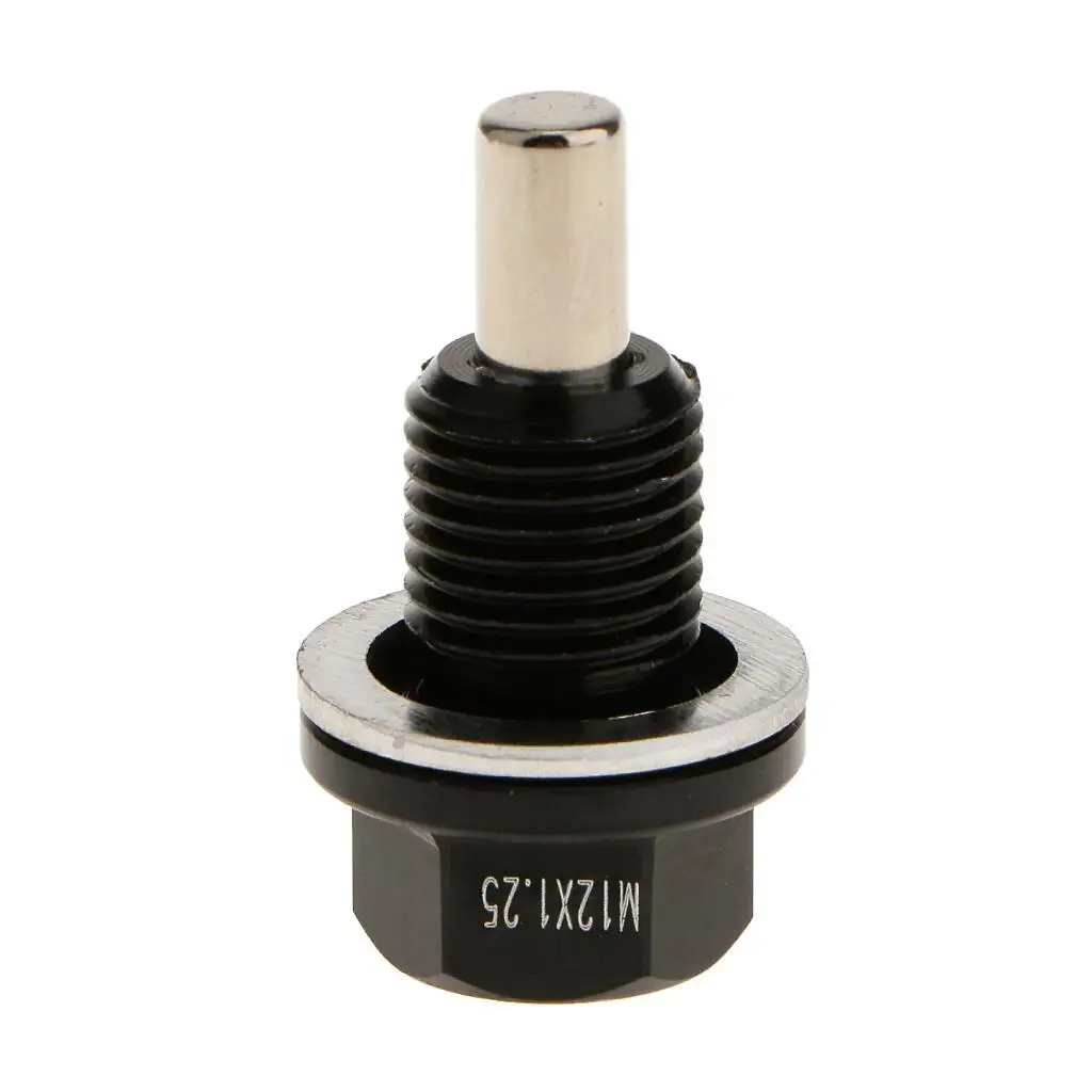 M12X1.25 Anodized Magnetic Engine Oil Pan Drain Bolt Plug For Black