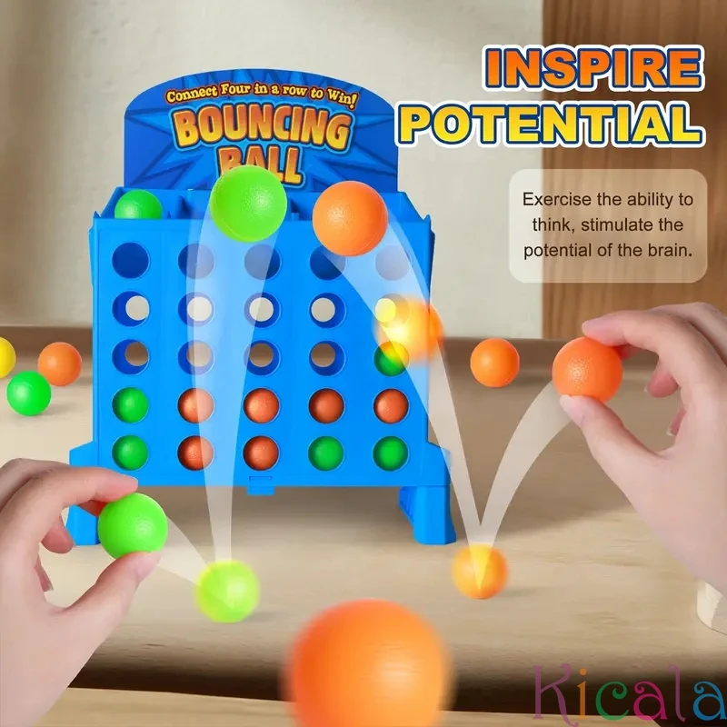 Interactive Multiplayer Tabletop Game Bouncing Ball Connect 4 Game Cognitive Skill-Building Toy Ideal Gift For Family For Kids