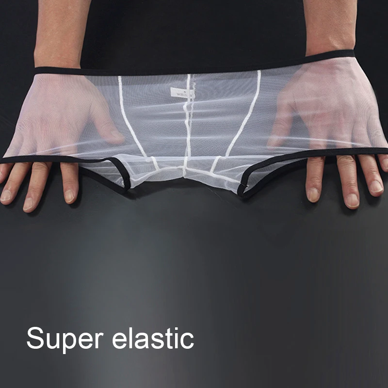 New Men See Through Ultra-Thin Boxer Shorts Mesh Transparent Panties Underpants Underwear Solid Colors Comfortable Comfy Shorts
