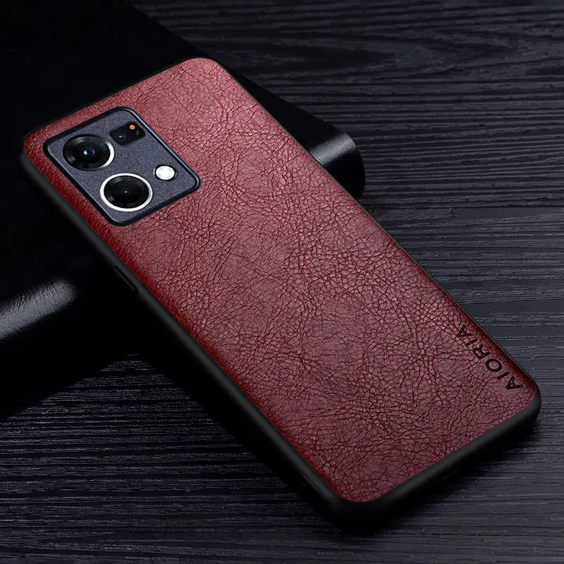 Фото Кожаный чехол для Oppo Reno7 Reno 7 Pro Роскошный деловой Ретро чехол с узором Личи Мягкий ТПУ Жесткий чехол из ПУ для reno7 4G Чехол №3