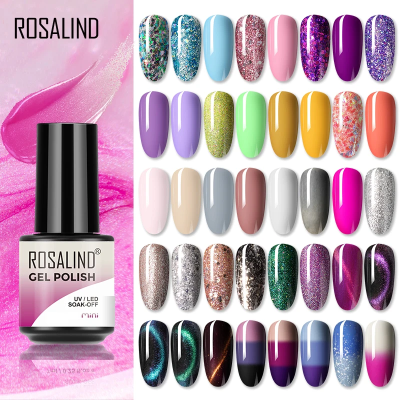 ROSALIND Nail Polish Glitter Series Gel All For Manicure Nails Art UV LED Soff Off Semi PermanentHybrid Varnishes | Красота и