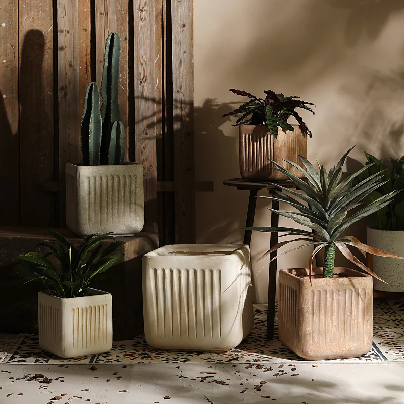 

Retro living room floor-to-ceiling large flower pot office shopping mall balcony garden large plant decorative flower pot MG