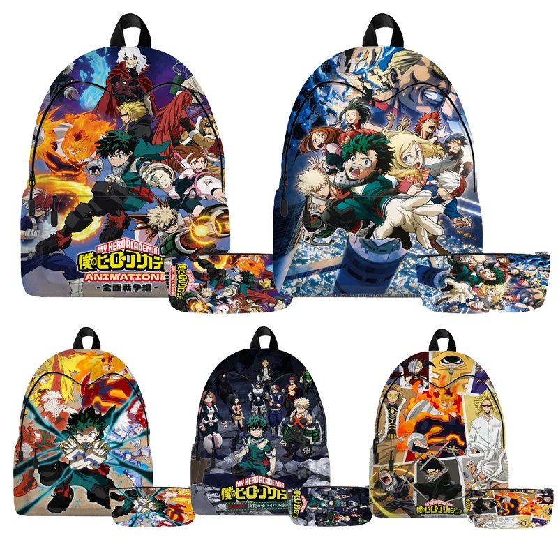 

Boku No Hero Academia Backpack 2pcs/set Cartoon Children Bags Anime Student Backpack with Pencilcase for Child Gift Toy