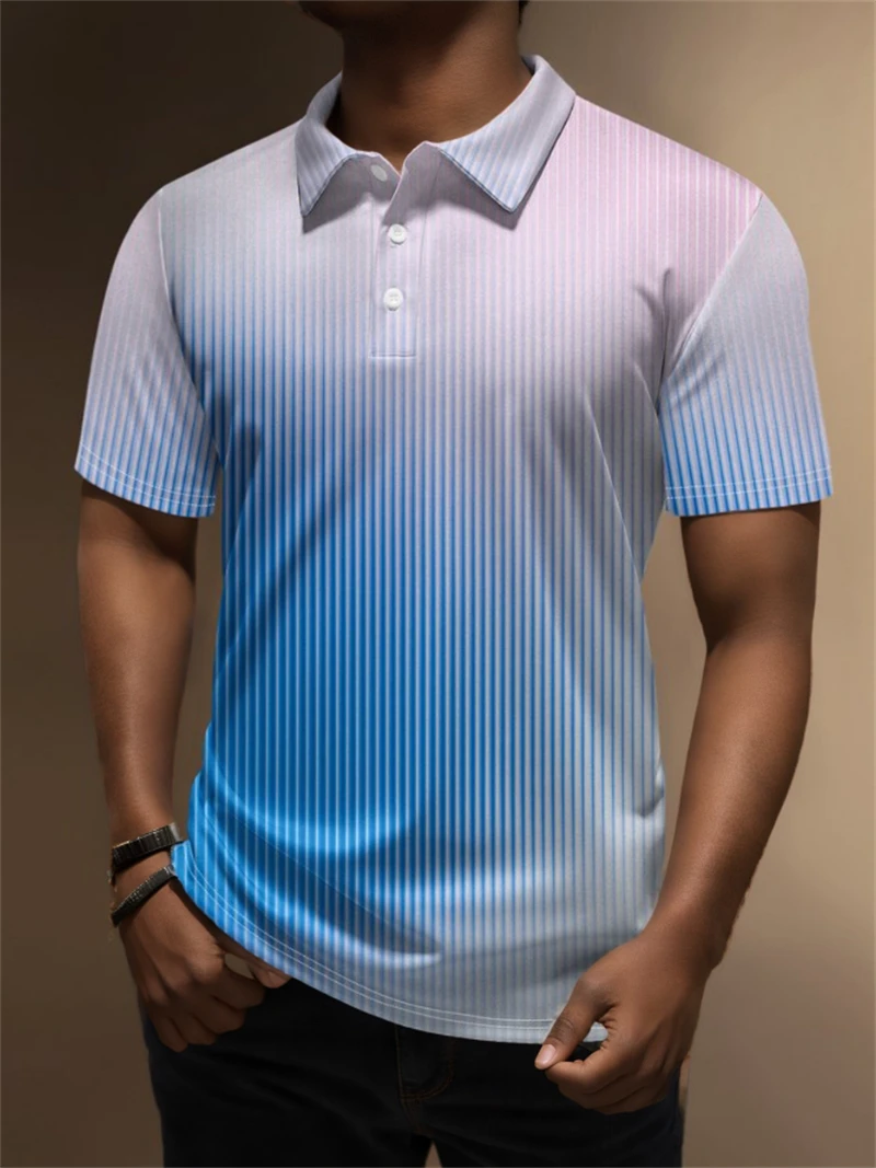 Rainbow Stripe Polo Shirt For Man Gradient Pattern 3D Printed Polo T-Shirts Summer Street Casual Short Sleeve Loose Lapel Tees 6 S292211aabf90436b90680d4cd64d29241