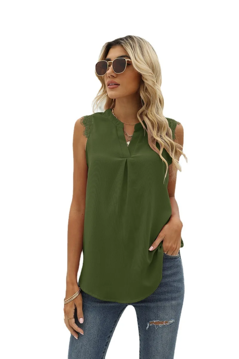 T-shirt Women's Summer New Solid Color Loose V-neck Jacquard Sleeveless Casual Vest Top corset t shirt