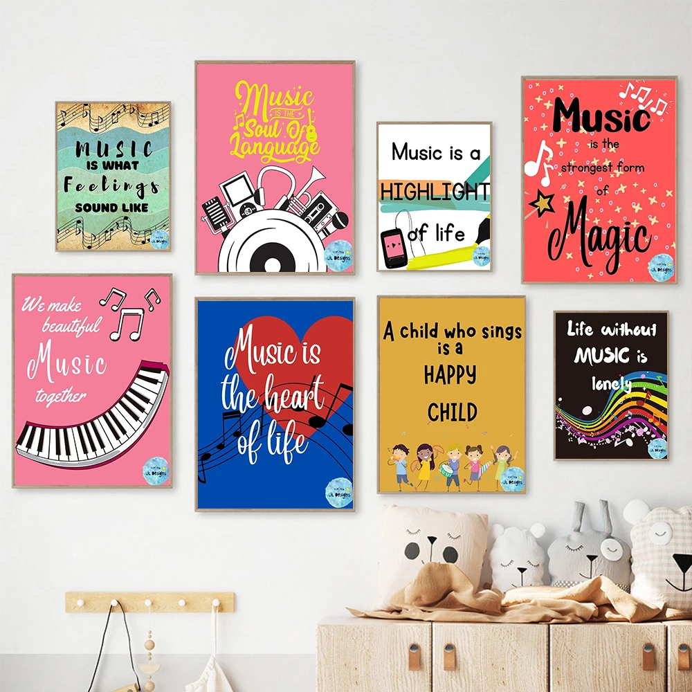 

Music Quotes Classroom Wall Art Poster Paintings Wall Decor Motivational Prints Colorful Positive Words Kids Home Decoration