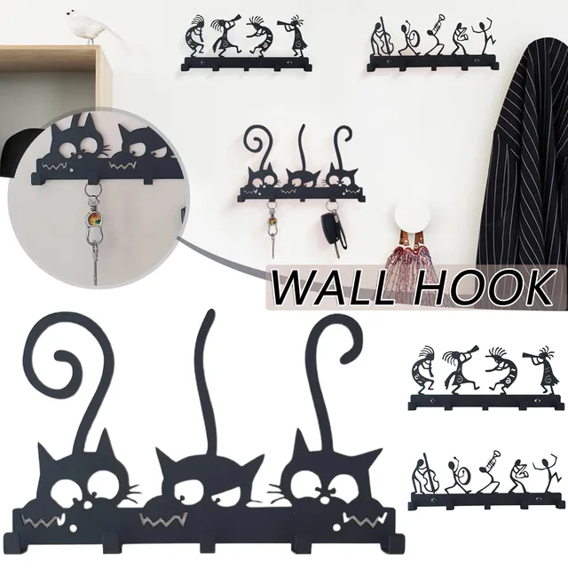 Szimfonikus Zenekar Kulcsfontosságú Tartó Vintage Black Metal Wall Key Hook Dekoráció Fogas A Bejárati Ajtó Konyhájához És Háztartás Porta Chaves