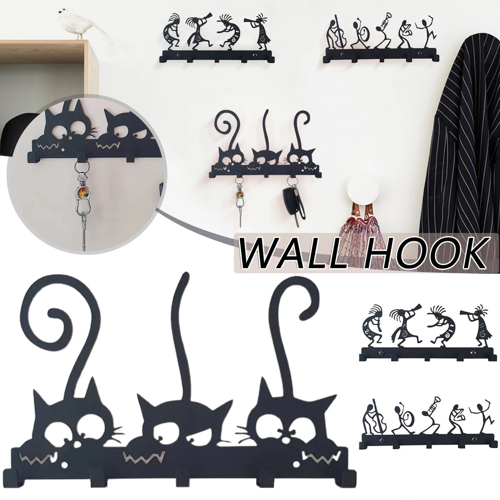 Symphony Orchestra Key Holder Vintage Black Metal Wall Key Hook Decor  Hanger For Front Door Kitchen And Household Porta Chaves - Key & Decorative  Hooks - AliExpress